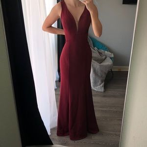 burgundy/ dark red maxi formal / prom dress